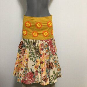 Whatever! Dropped Waist Floral A-line Midi Skirt with Beaded Appliques  Size 8